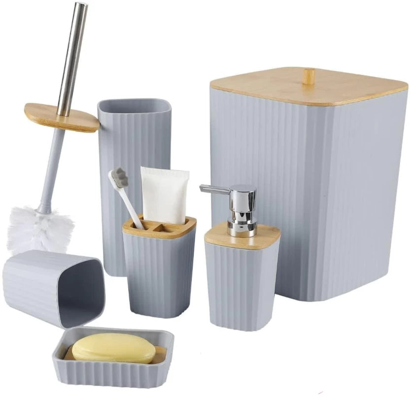 Bathroom Series 6pcs Bathroom Accessories Plastic Dispenser Case Holder  (Pack of 6, Grey)