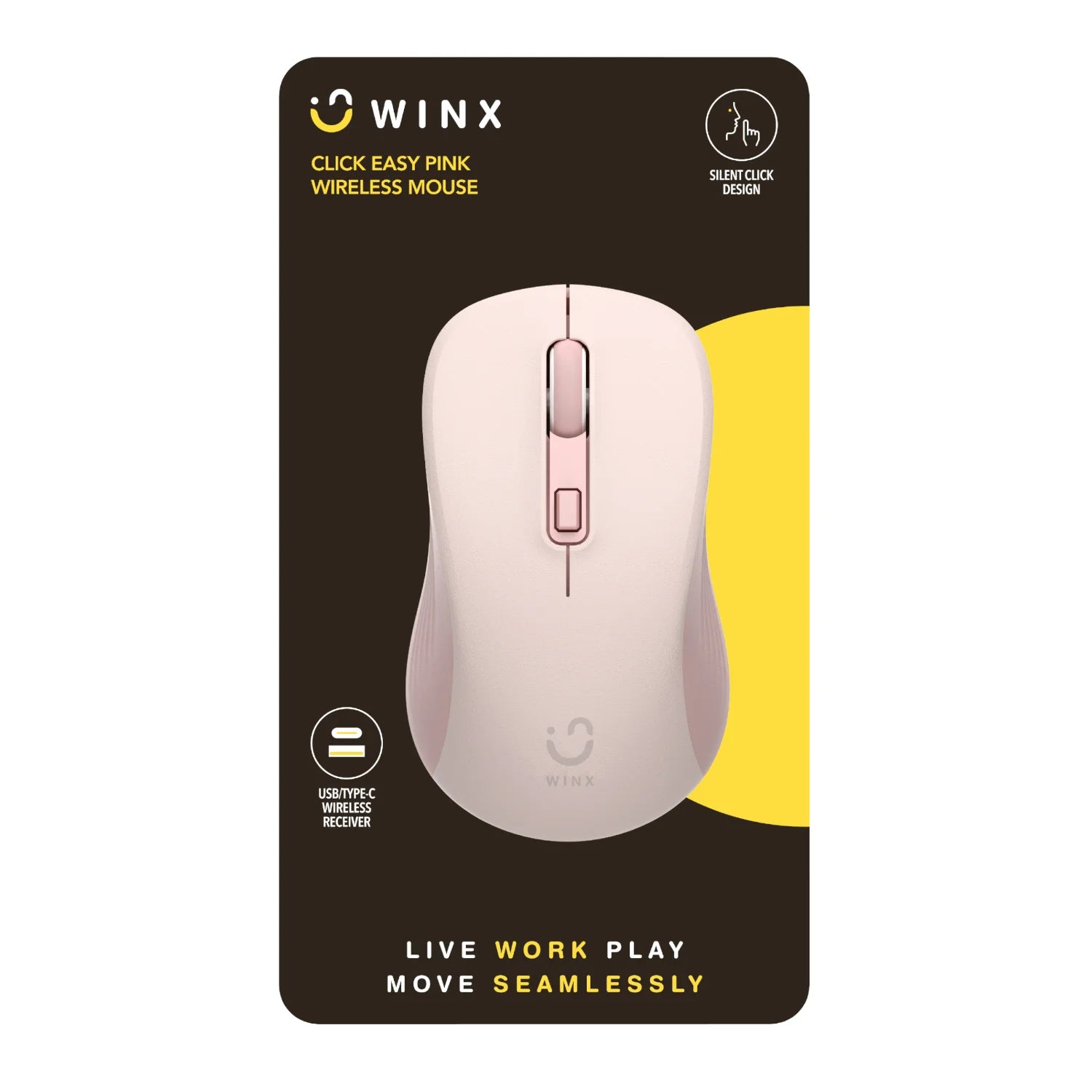 WINX CLICK Easy 1600DPI 2.4GHz Wireless Mouse – Pink